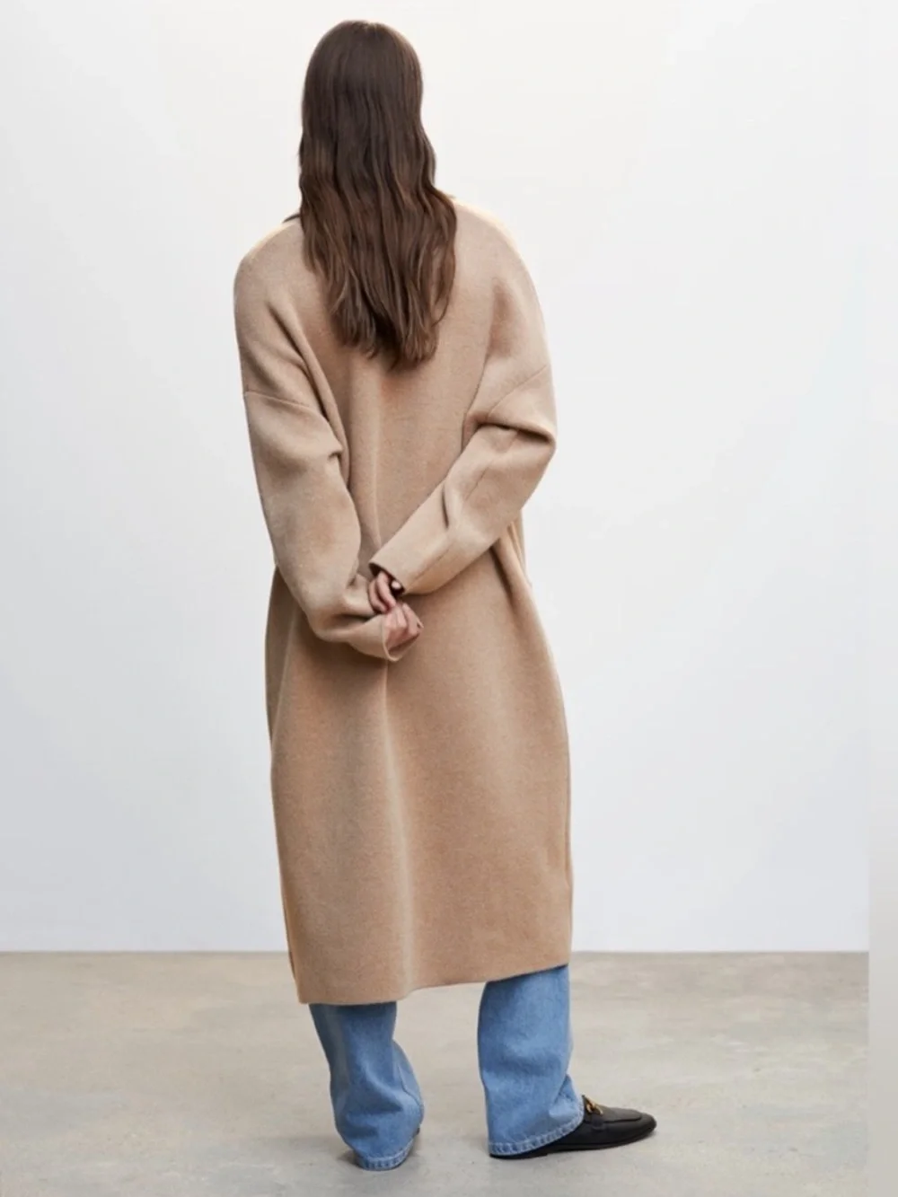 Mango Camel Knit Coatigan, Size XS